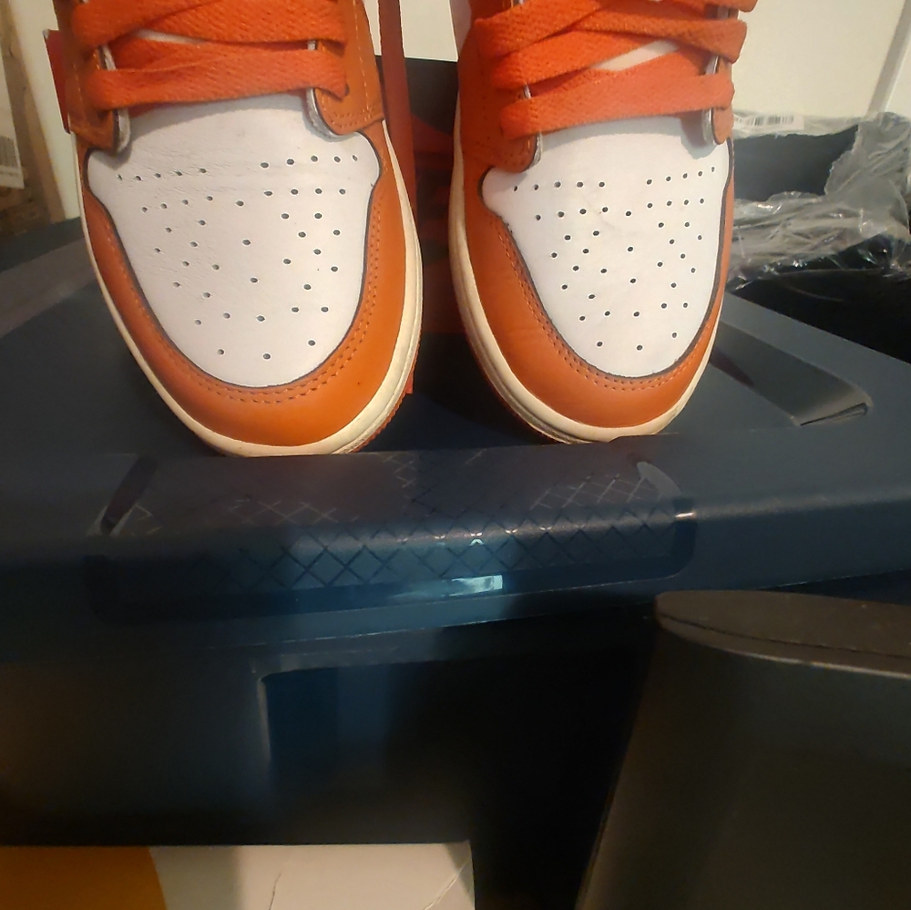 Nike Men's Orange and White Jordan 1 High Sneakers